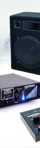DJ equipment, PA systems, loudspeakers, mixing consoles, lights, effect devices, headphones